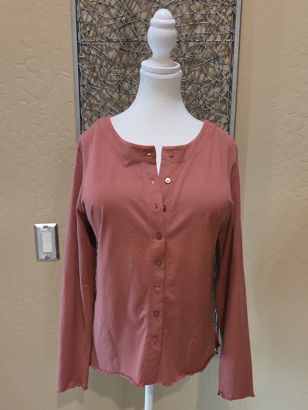 J. Jill Women's Button-Front Long Sleeve Cardi With Side Pockets In Dried Roses